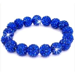 Sapphire Blue Micro Pave Set Crystal cz rhinestone Shambala Disco Ball Bracelet
